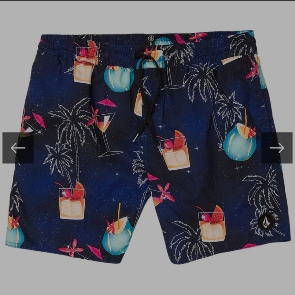 VOLCOM MEN'S NOVELTY TRUNKS BOARDSHORTS BLUEPRINT SMALL NWT